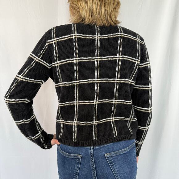Vintage Christopher & Banks Black Mock Neck Check Sweater Size Small - Picture 2 of 8